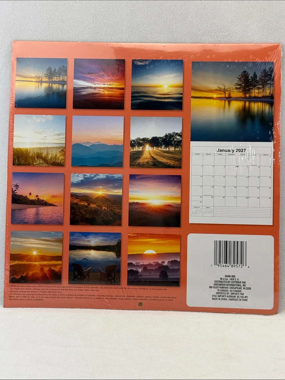 New 2027 Sunrises & Sunsets 12-Month Wall 12” X 24” Calendar